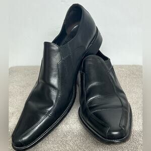 Donald J Pliner Black Leather Loafers Size 8M Made In Italy